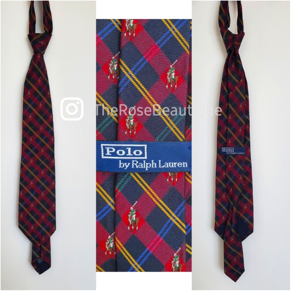 POLO by RALPH LAUREN red, blue, yellow checker tie